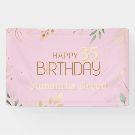 Banderoles pink modern minimal elegant simple 35th birthday (Horizontal)
