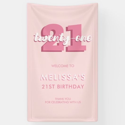 Banderoles Pink moderne 21e anniversaire (Vertical)