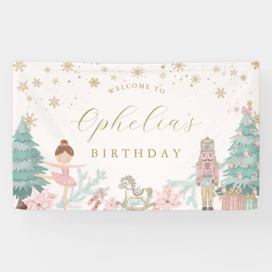 Banderoles Pink Nutcracker Ballet Birthday Welcome Banner (Horizontal)