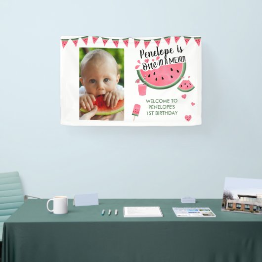 Banderoles Pink One In A Melon Photo Girl's 1st Birthday (Salon professionnel)