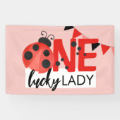 Banderoles Pink One Lucky Lady Aquarelle Ladybug Anniversaire (Horizontal)