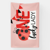 Banderoles Pink One Lucky Lady Aquarelle Ladybug Anniversaire (Verticale)