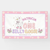 Banderoles Pink One Silly Goose-Girl First Birthday Backdrop (Horizontal)