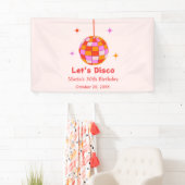 Banderoles Pink Orange Disco Ball Let's Disco Anniversaire (En situation)