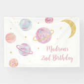 Banderoles Pink Pastel Two Moon Space Anniversaire (Horizontal)