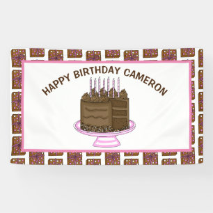 Banderoles Pink personnalisé et Brown Joyeux anniversaire
