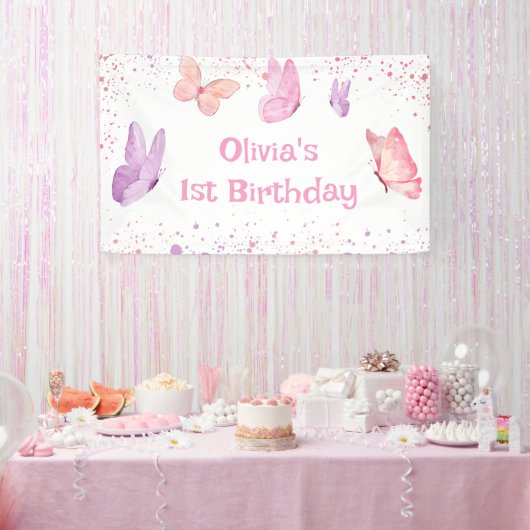 Banderoles Pink Purple Butterfly Birthday (Fête)