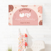 Banderoles Pink Retro Pumpkin Birthday Large Banner (En situation)