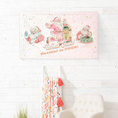 Banderoles Pink Retro Super Père Noël-Fille fête d'anniversai (En situation)