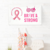 Banderoles Pink Ribbon Sensibilisation au sein Brave et fort  (En situation)