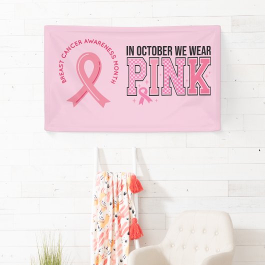 Banderoles Pink Ribbon Sensibilisation au sein Brave et fort (En situation)