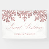 Banderoles Pink Rose Gold Snowflake Winter Sweet 16 (Horizontal)