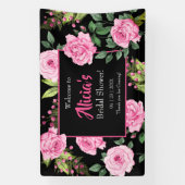 Banderoles Pink Roses on Black Bridal Shower (Verticale)