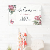 Banderoles Pink rustique rose floral Welcome (En situation)