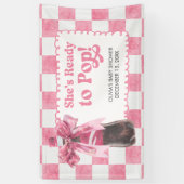 Banderoles Pink She's Ready to Pop Baby Shower (Vertical)