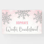 Banderoles Pink Silver Winter ONE derland 1er anniversaire (Horizontal)