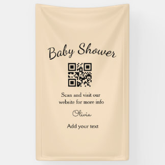 Banderoles Pink simple baby shower q r code add name text thr