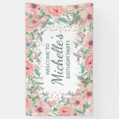 Banderoles Pink Springtime Floral Greenerife Anniversaire (Vertical)