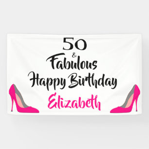 Banderoles Pink Stiletto 50 et fabuleux 50e anniversaire