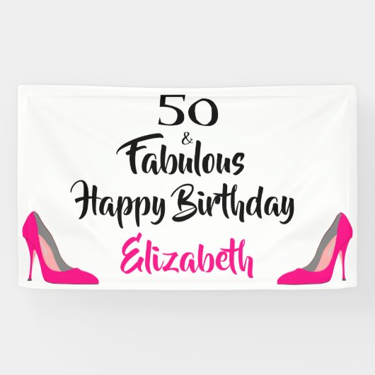 Banderoles Pink Stiletto 50 et fabuleux 50e anniversaire (Horizontal)
