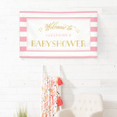 Banderoles Pink Stripes avec Gold Maman | BABY SHOWER (En situation)