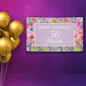 Banderoles Pink violet Fleurs sauvages Joyeux 50e anniversair