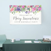 Banderoles Pink violet Floral 100e fête d'anniversaire Bienve (Salon professionnel)