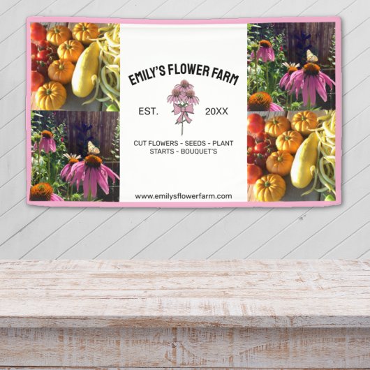 Banderoles Pink & White Modern 4 Photo Small Business 