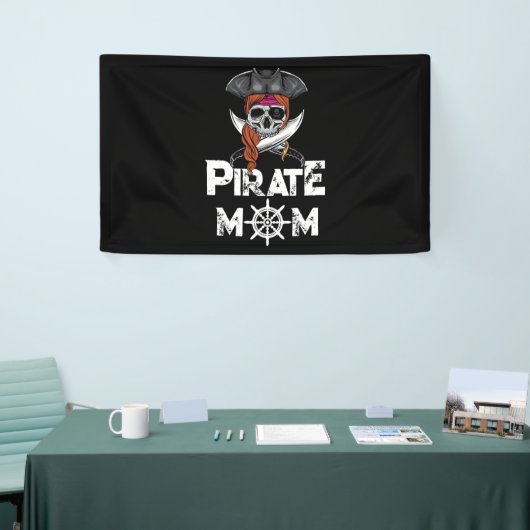 Banderoles Pirate Maman Jolly roger Crâne et os croisés Drape (Salon professionnel)