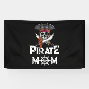 Banderoles Pirate Maman Jolly roger Crâne et os croisés Drape