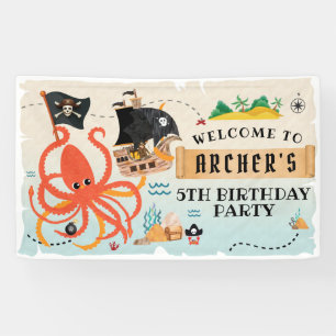 Banderoles Pirate party fond, poster Kraken, Pirate