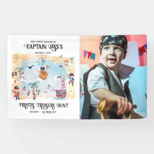 Banderoles Pirates Treasure Hunt Map Affiche de bienvenue d'a (Horizontal)