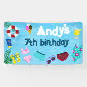 Banderoles Piscine amusante Décor de fête d'anniversaire (Horizontal)