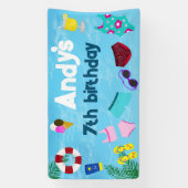 Banderoles Piscine amusante Décor de fête d'anniversaire (Verticale)