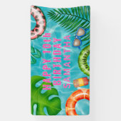 Banderoles Piscine colorée tropicale Anniversaire (Verticale)