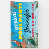 Banderoles Piscine tropicale fête d'anniversaire (Vertical)
