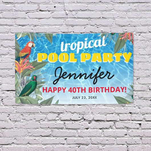 Banderoles Piscine tropicale fête d'anniversaire