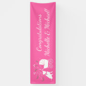 Banderoles Pit Bull Chien Baby shower rose fille Pitbull (Vertical)