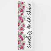 Banderoles Pivoines de douche de mariage rose chaud à l'aquar (Vertical)