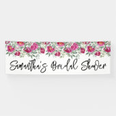 Banderoles Pivoines de douche de mariage rose chaud à l'aquar (Horizontal)