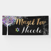Banderoles PixDezines Arbre de vie Mazel Tov Banner 6'x2.5' (Horizontal)