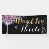 Banderoles PixDezines Arbre de vie Mazel Tov Banner 6'x2.5' (Horizontal)