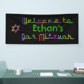 Banderoles PixDezines Neon Lights Bar Mitzvah Banner 6'x2.5' (Salon professionnel)