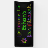 Banderoles PixDezines Neon Lights Bar Mitzvah Banner 6'x2.5' (Vertical)
