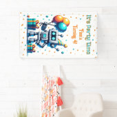 Banderoles Pixel Art Robot Boy's Birthday Party (En situation)