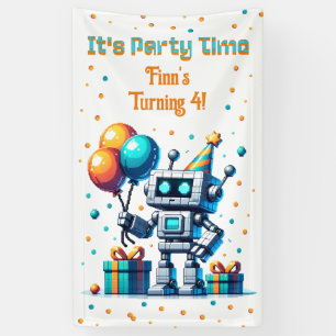 Banderoles Pixel Art Robot Boy's Birthday Party