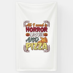 Banderoles Pizza Film d'Horreur Halloween Citrouille Crâne Tr