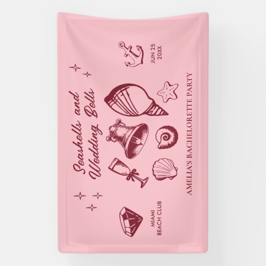Banderoles Plage Bachelorette Fête Coquillages Mariages (Verticale)