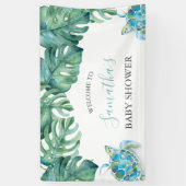 Banderoles Plage de Baby shower de tortue de mer tropicale (Vertical)