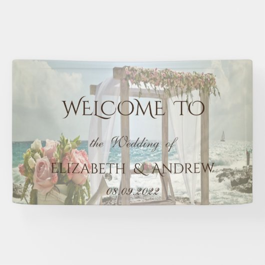 Banderoles Plage Floral Retro Arch Mariage (Horizontal)